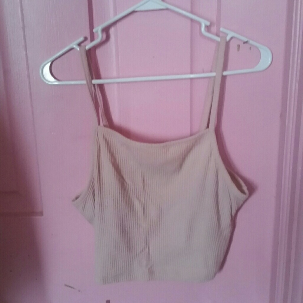 Nude knit spaghetti strap crop top